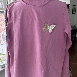 Zara Purple Long Sleeve Tee with Butterfly Detail